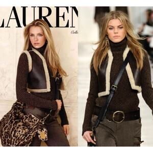Ralph Lauren Collection Purple Label Cropped Shearling Vest Leather 2010 Runway